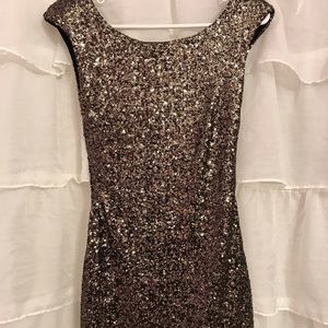 black with gold sequin minidress